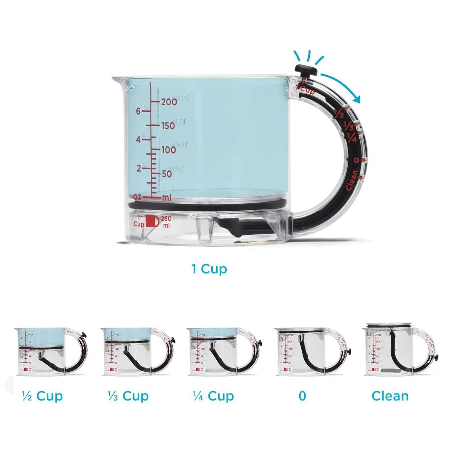 Adjustable Measuring Cup with Scraper-Style Seal Base Multi-Functional Measuring Cup