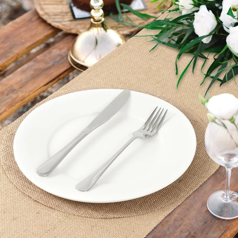 42-Piece Farmhouse Table Set – Jute Placemats & Burlap Table Runners