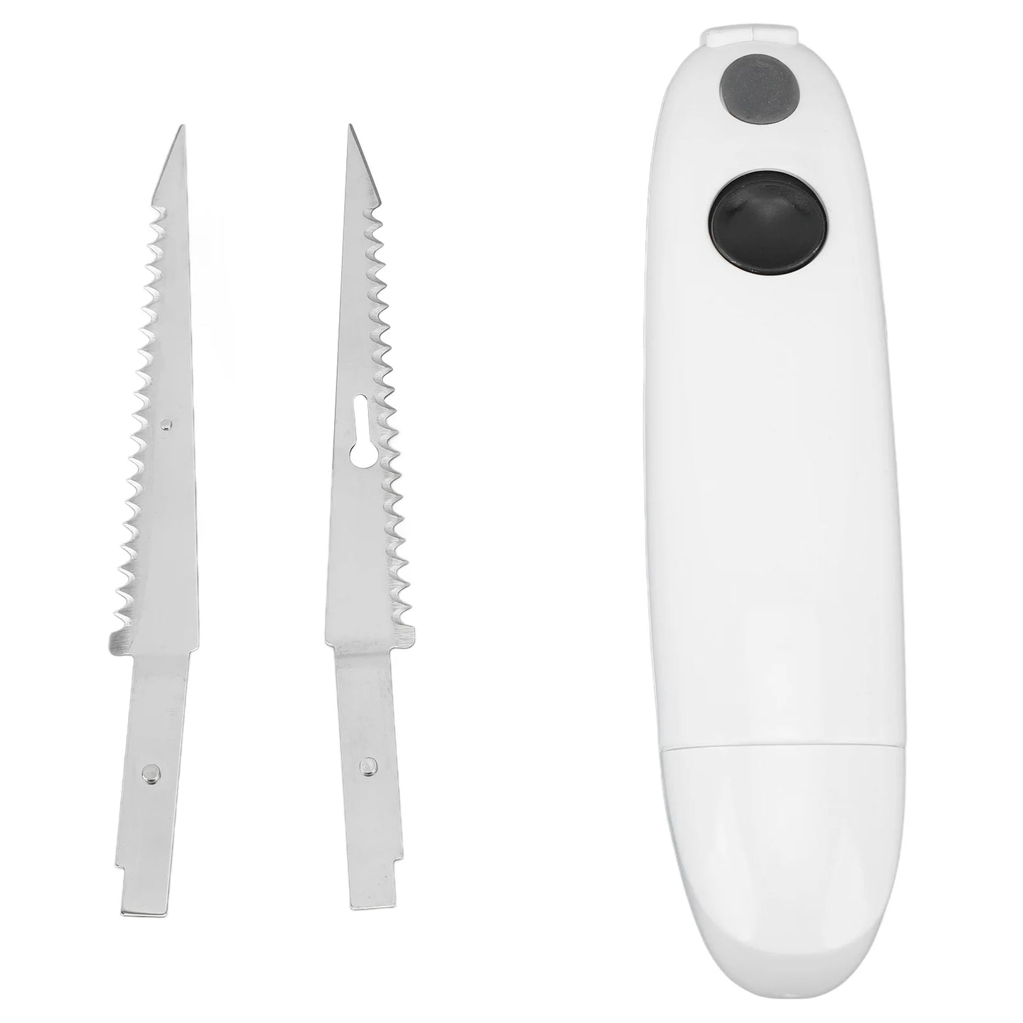 White multi-tool with knife blade and other tools on a white background