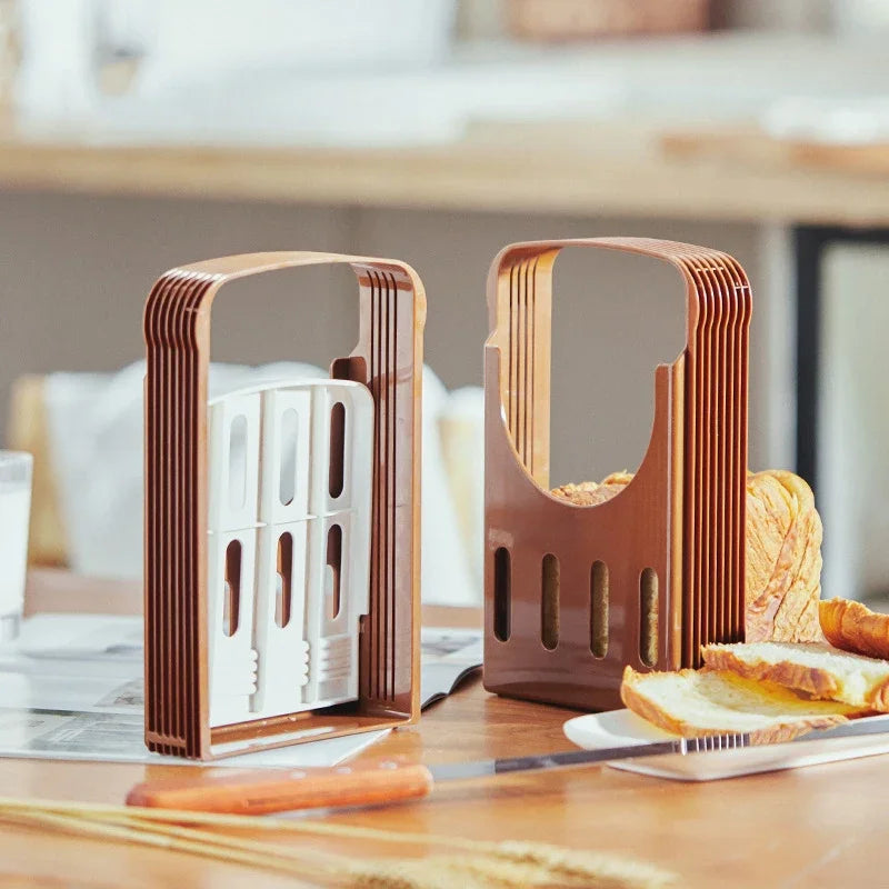 Foldable Bread Slicer Guide - Plastic Toast Cutter with 4 Thickness Settings