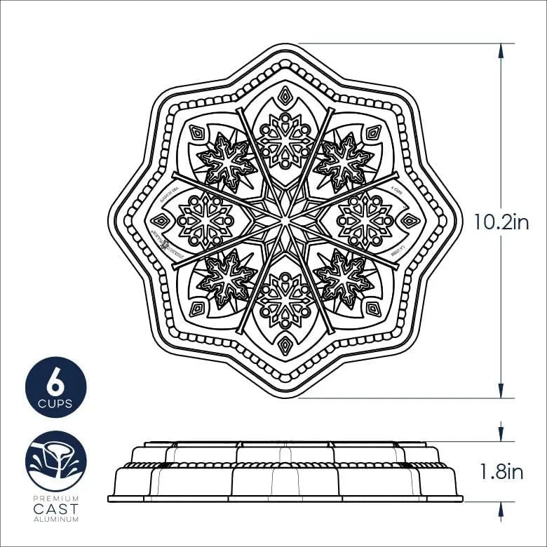 Snowflake Shortbread Pan Cast Aluminum Bakeware, Nordic Design Cookie Mold
