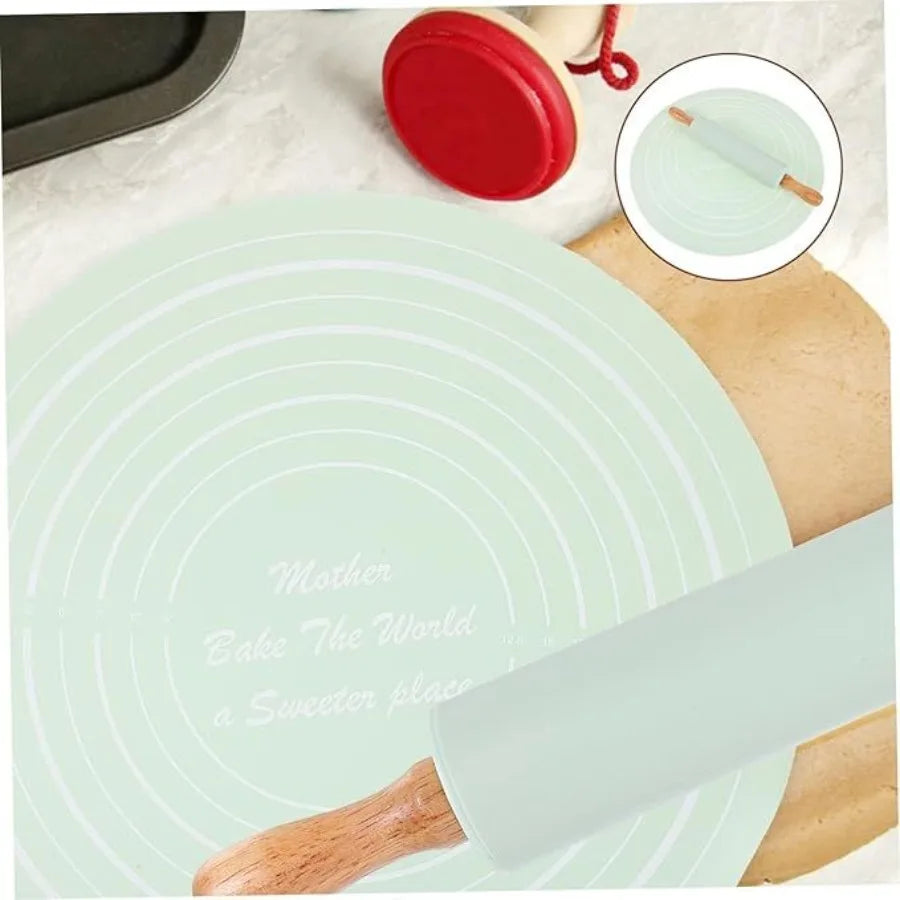 Silicone Cookie Rolling Mat Set with Rolling Pin - Non-Stick