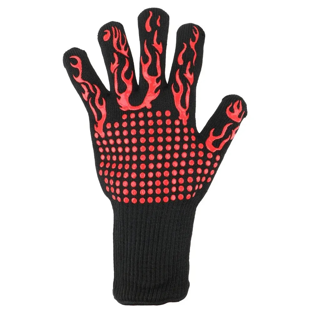 BBQ Gloves – Heat Resistant Up to 500°C | Non-Slip Grill Gloves Red