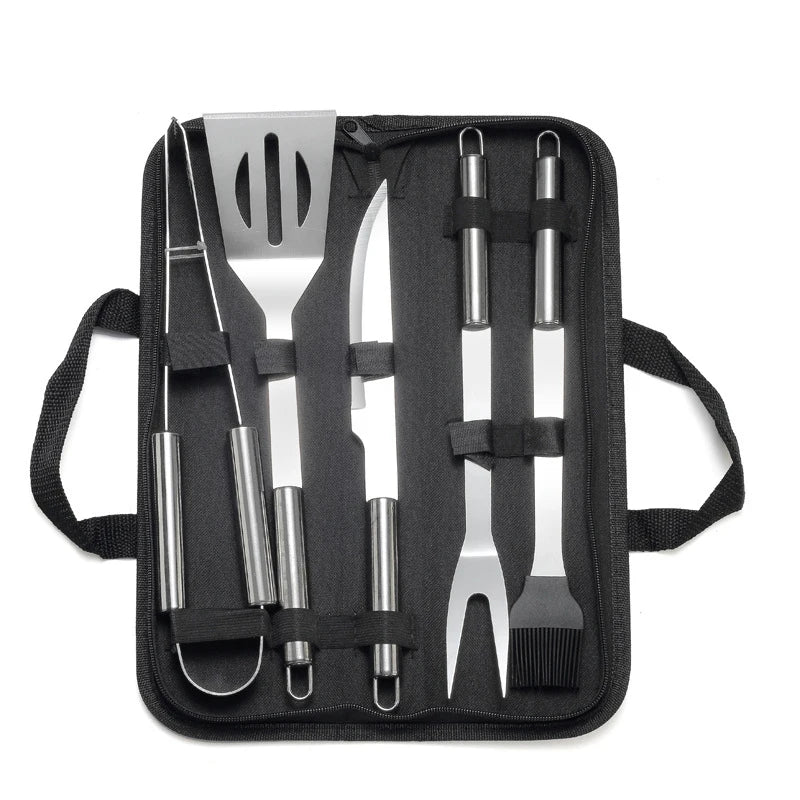 BBQ Grill Utensil Set with Canvas Bag | 3 to 20-Piece Sets 5 Pieces