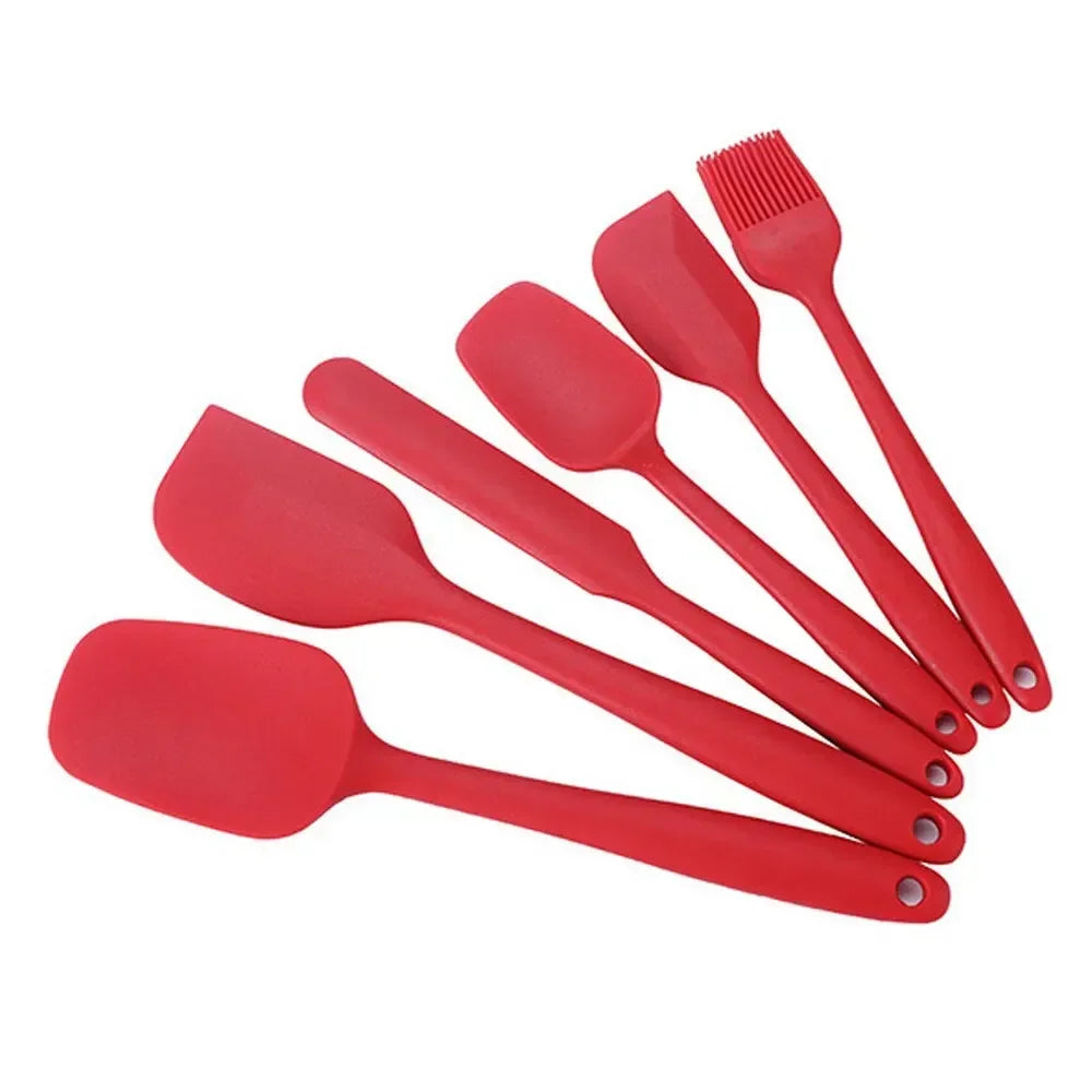 6-Piece Silicone Spatula Set - Non-Stick & Heat Resistant Red