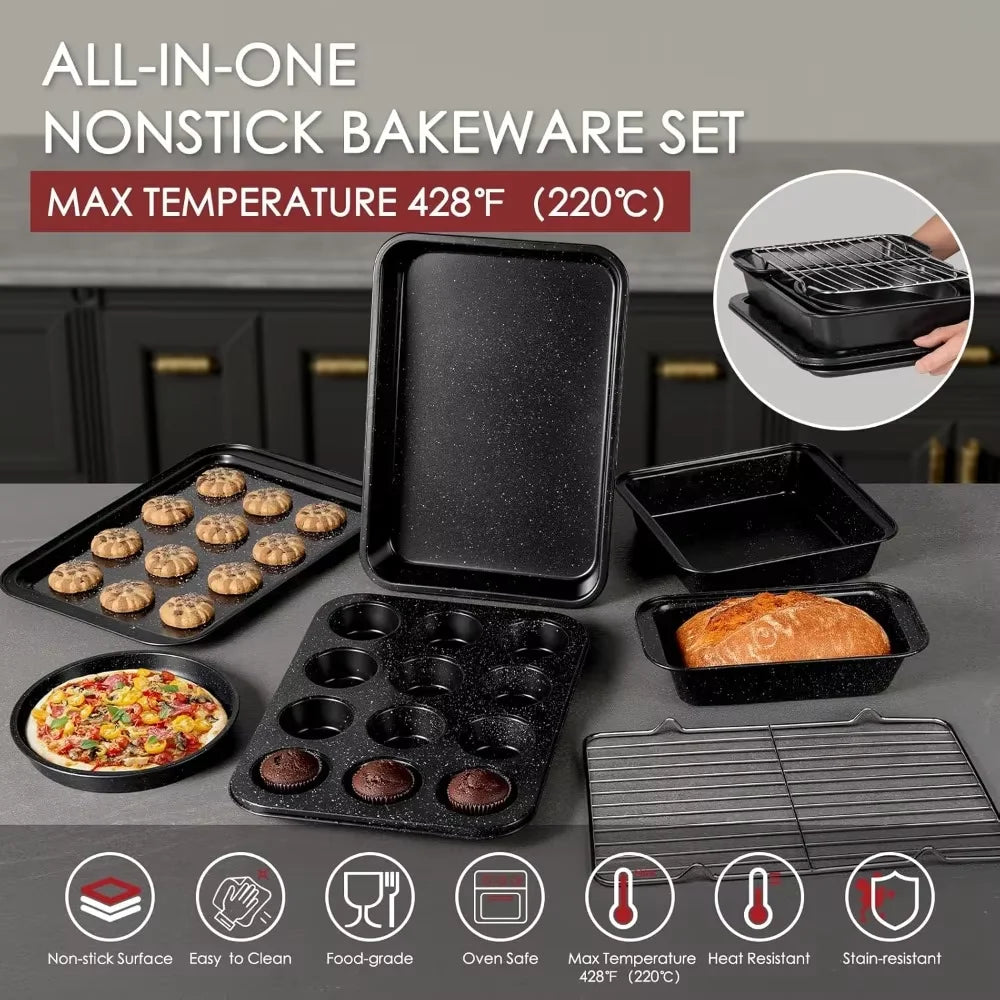 31 Piece Kitchen Nonstick Cooking Cookware Sets with Grill Pan