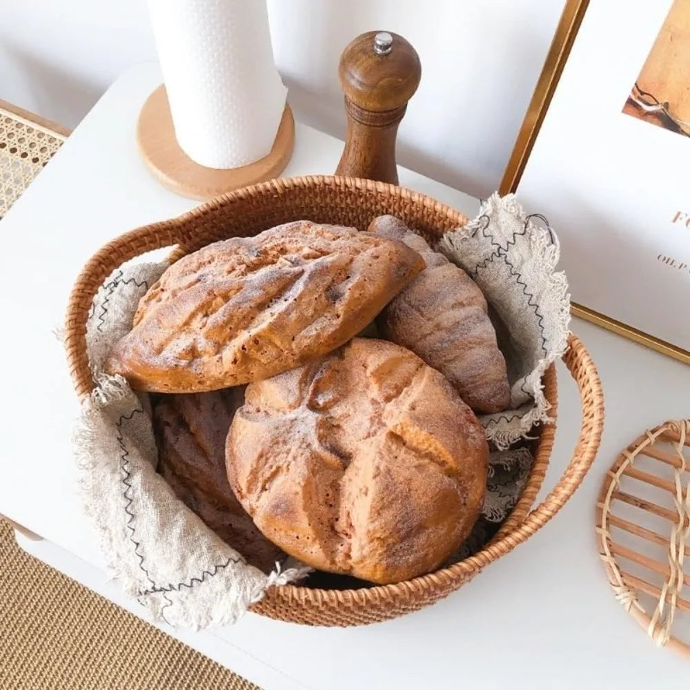 Rattan Storage Baskets Set of 2 | Hand-Woven Natural Wicker Organizer Basket