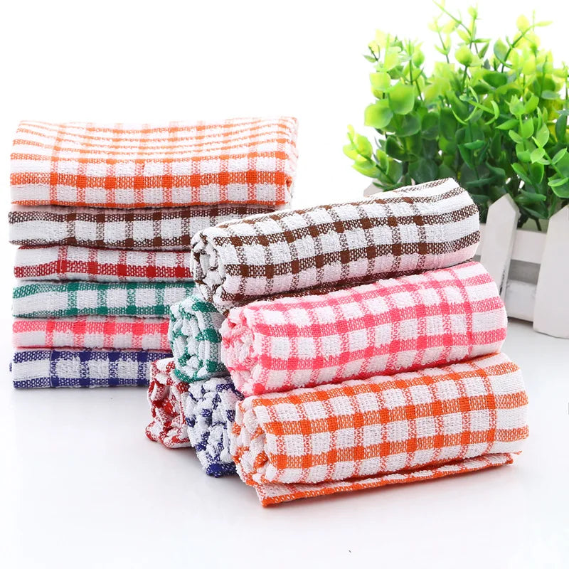Checkered Kitchen Towels 6-Pack - Cotton Polyester Blend Dish Towels (28x40cm)