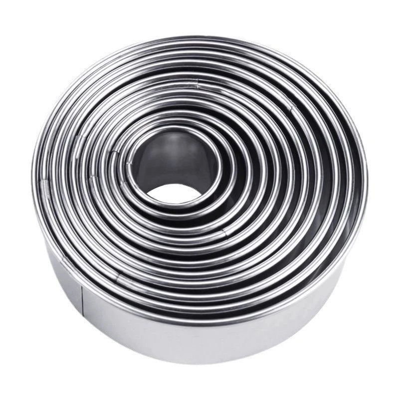 Round Biscuit Cutter Set - 11-Piece Stainless Steel Rings