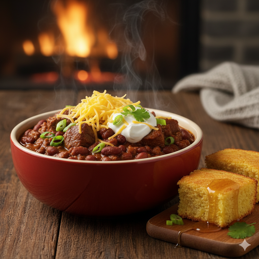 Chili Con Carne and Southern-Style Cornbread