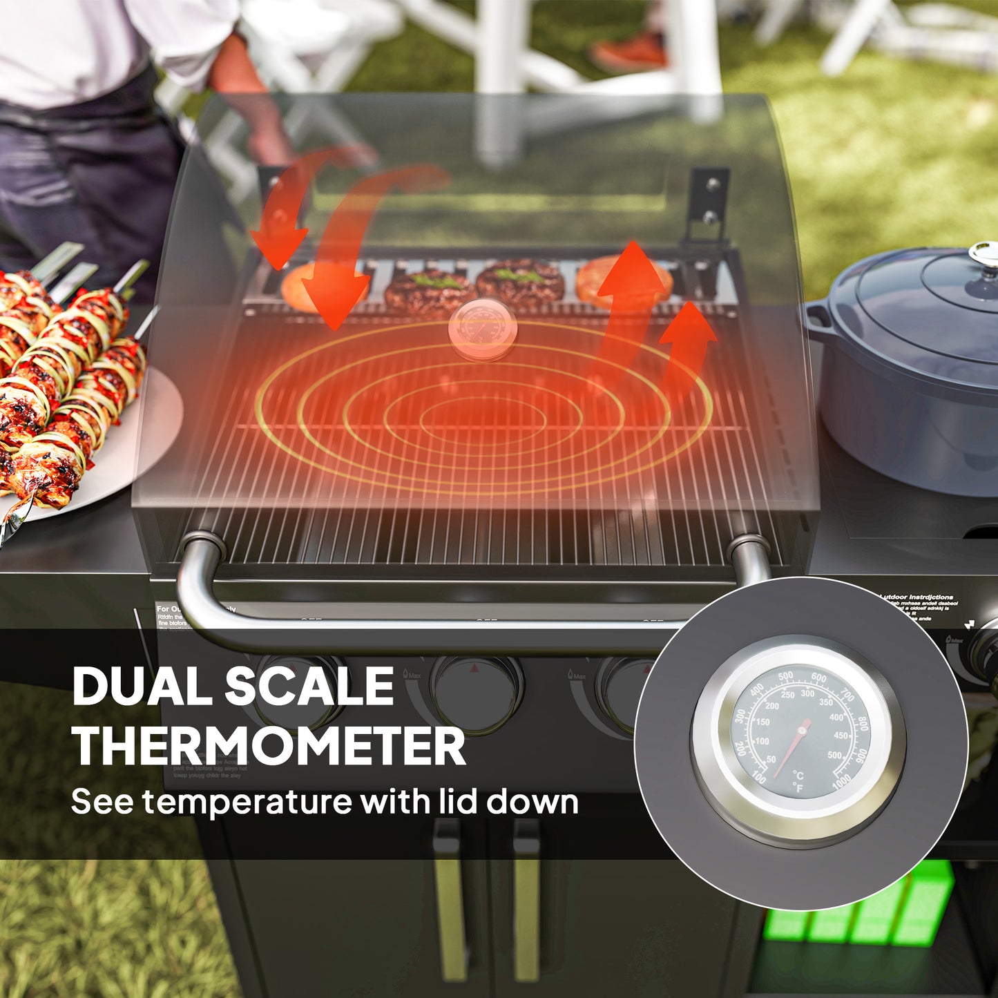 3-Burner Propane Gas Grill with Side Burner | 310 Sq. In. Cooking Area & Storage Cabinet