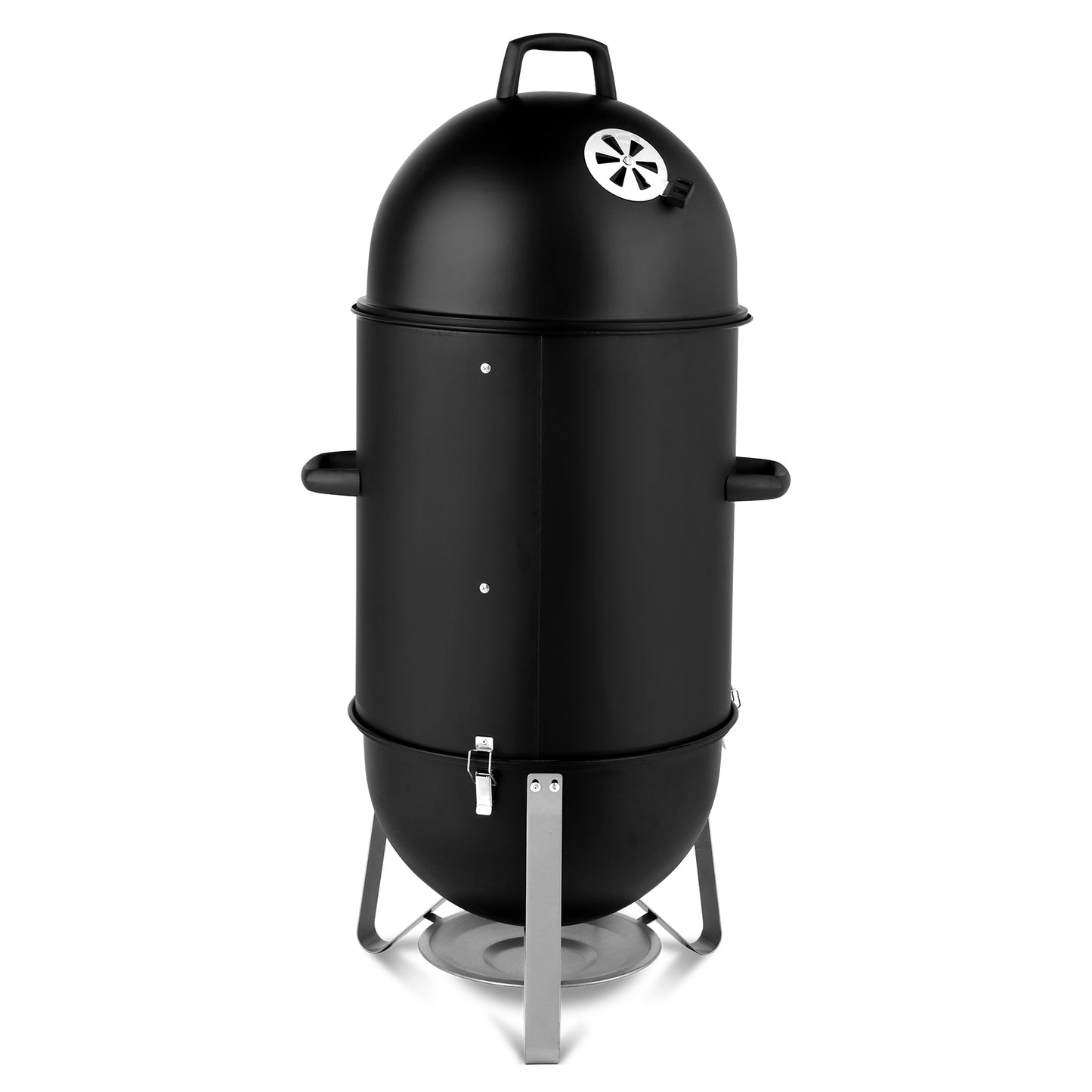 48x48x119cm Oval Cylinder Charcoal Smoker | 3-Layer BBQ Grill with Adjustable Vents