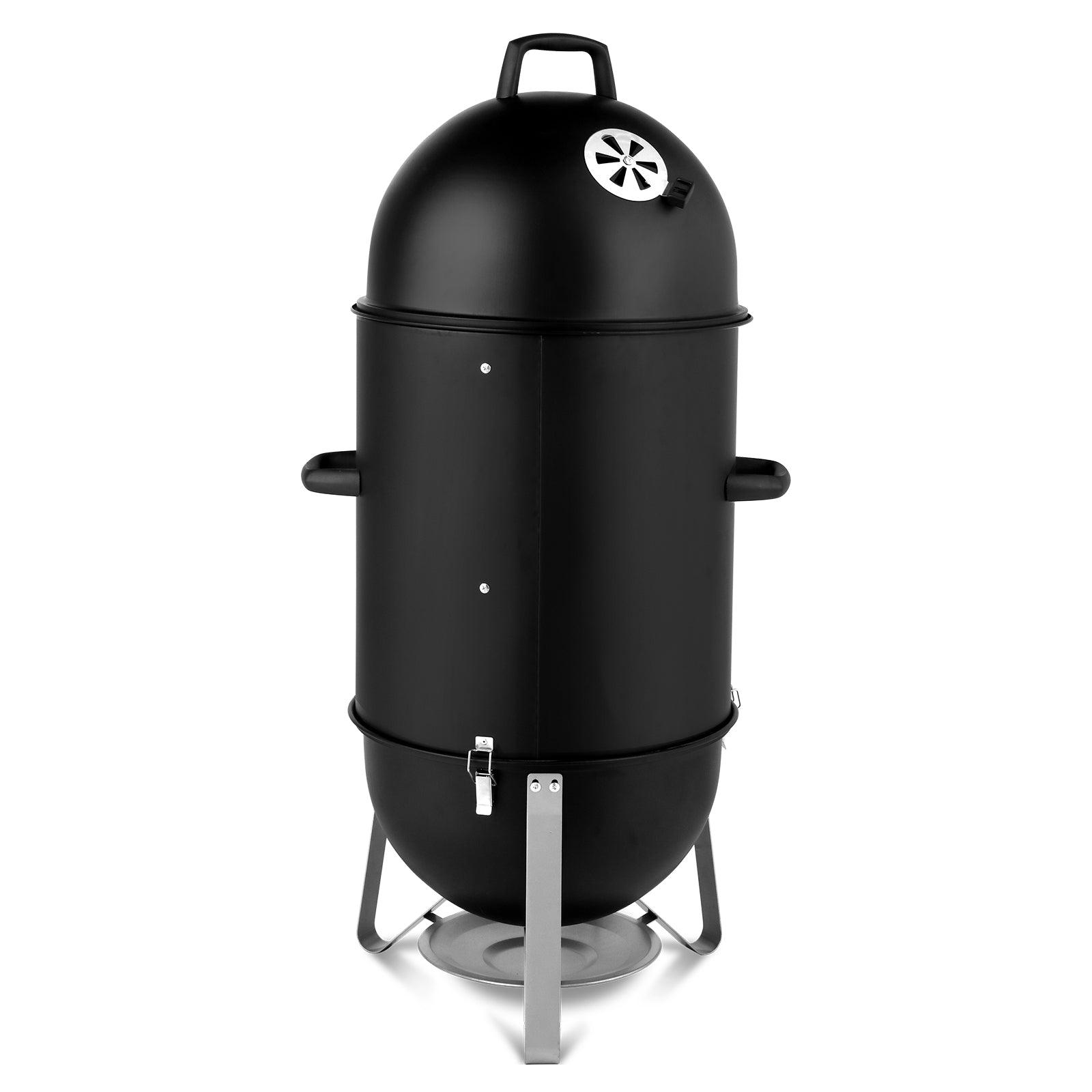48x48x119cm Oval Cylinder Charcoal Smoker | 3-Layer BBQ Grill with Adjustable Vents