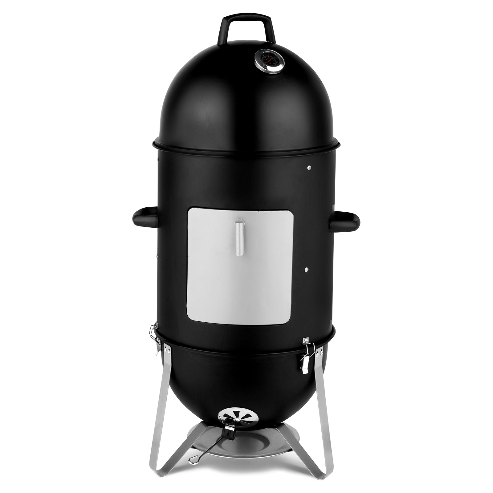 48x48x119cm Oval Cylinder Charcoal Smoker | 3-Layer BBQ Grill with Adjustable Vents
