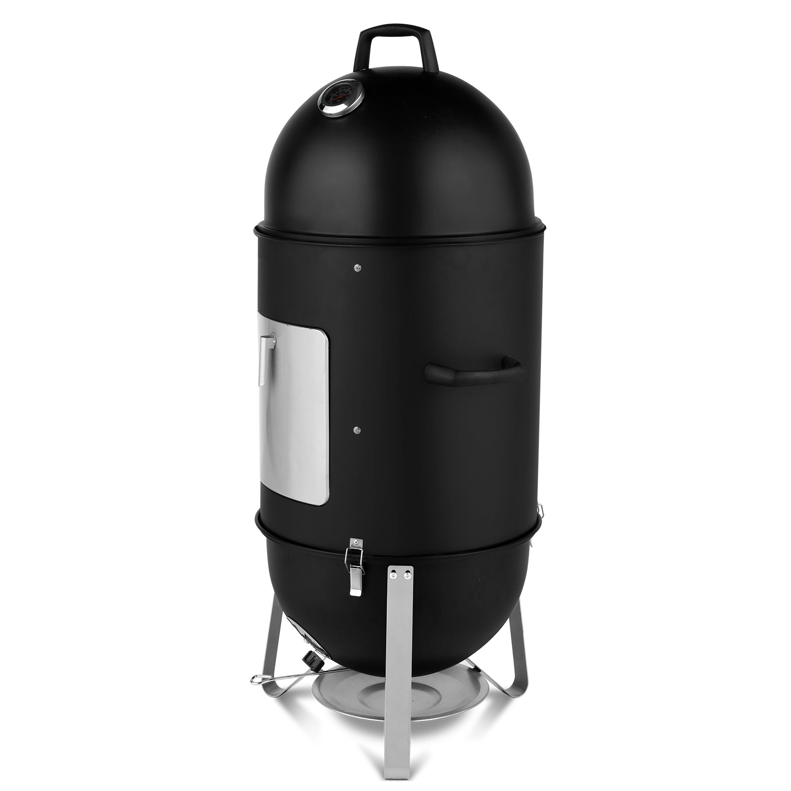 48x48x119cm Oval Cylinder Charcoal Smoker | 3-Layer BBQ Grill with Adjustable Vents