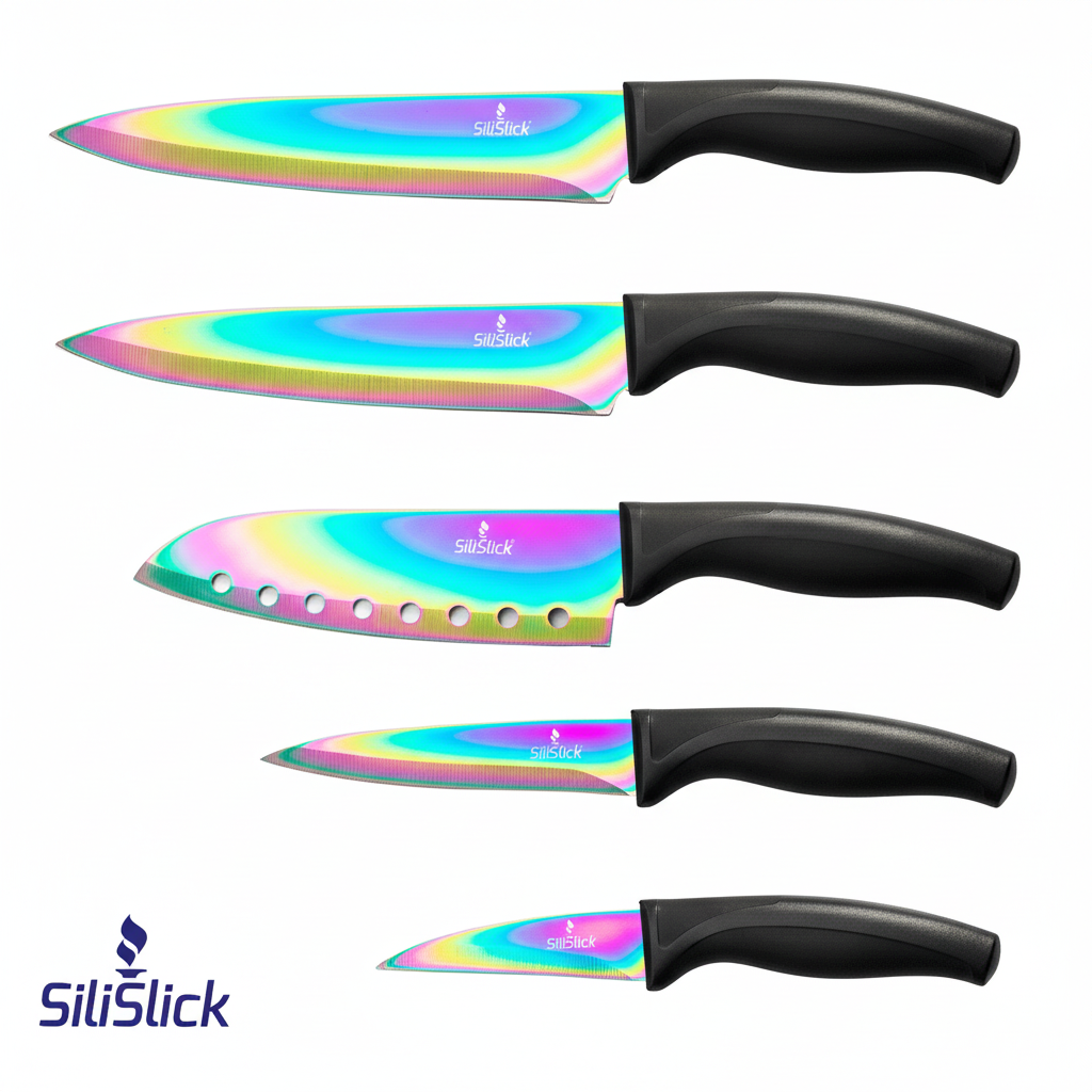 Kitchen Knife Set Kit | Black Handle, Black Magnetic Rack & Sharpener