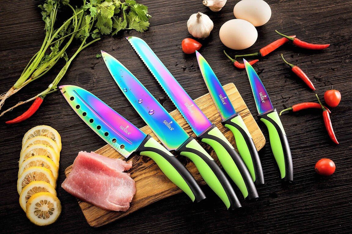 SiliSlick 5-Piece Kitchen Knife Set | Green Handle