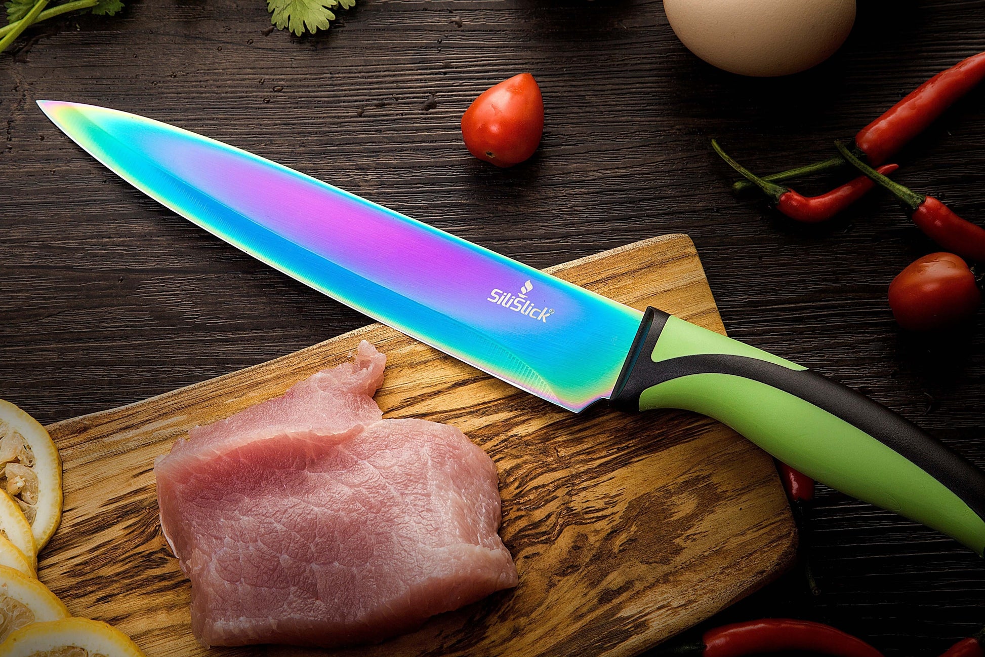 SiliSlick 5-Piece Kitchen Knife Set | Green Handle