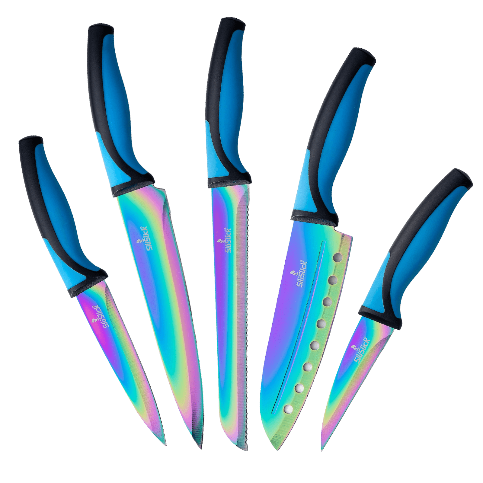 SiliSlick 5-Piece Kitchen Knife Set | Blue Handle