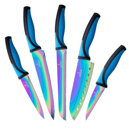 SiliSlick 5-Piece Kitchen Knife Set | Blue Handle