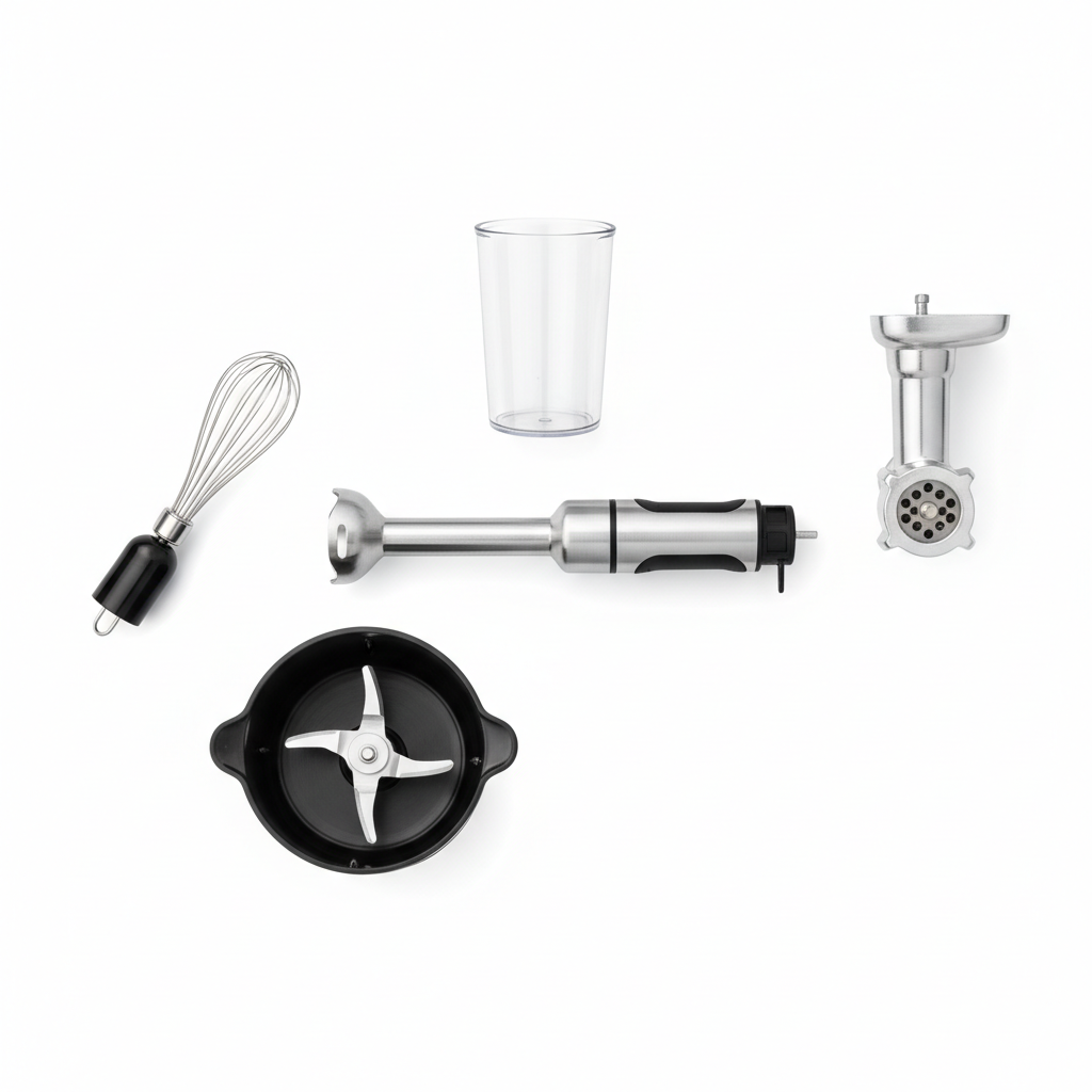 BioloMix 1200W 5-in-1 Immersion Hand Stick Blender Mixer Vegetable Meat Grinder 800ml Chopper Whisk 600ml Smoothie Cup