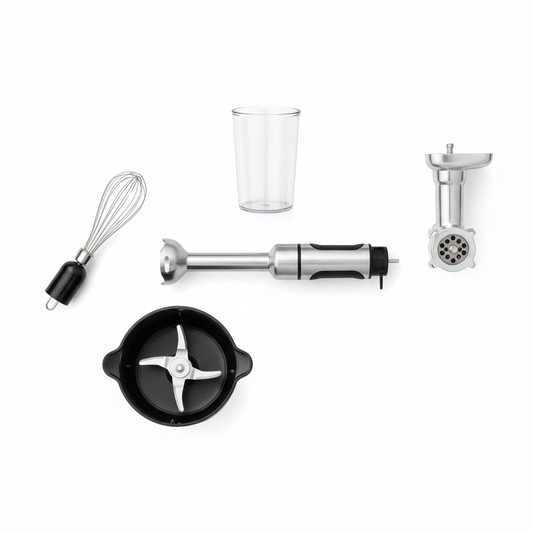 BioloMix 1200W 5-in-1 Immersion Hand Stick Blender Mixer Vegetable Meat Grinder 800ml Chopper Whisk 600ml Smoothie Cup