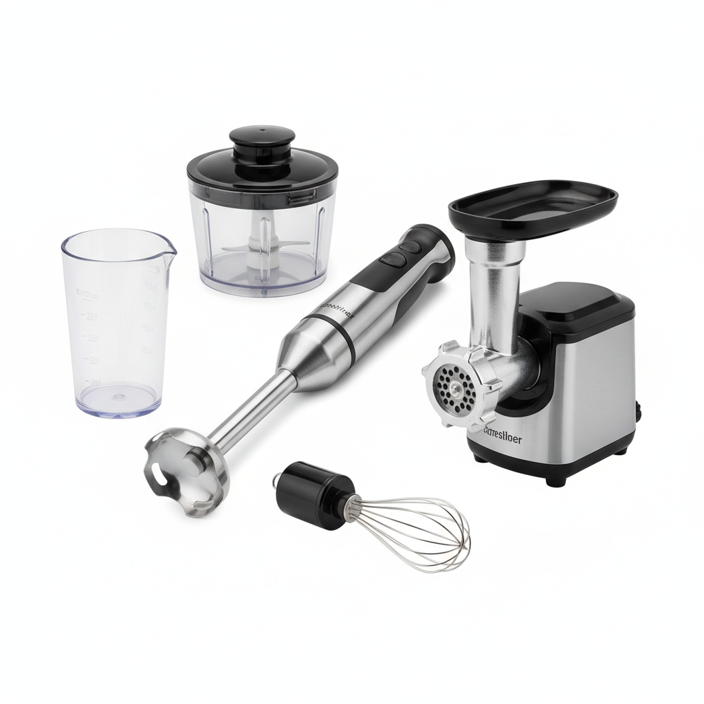BioloMix 1200W 5-in-1 Immersion Hand Stick Blender Mixer Vegetable Meat Grinder 800ml Chopper Whisk 600ml Smoothie Cup
