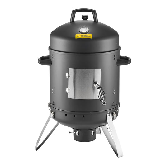 16" Vertical Charcoal Smoker & BBQ Grill | 2 Cooking Grates, Built-In Thermometer