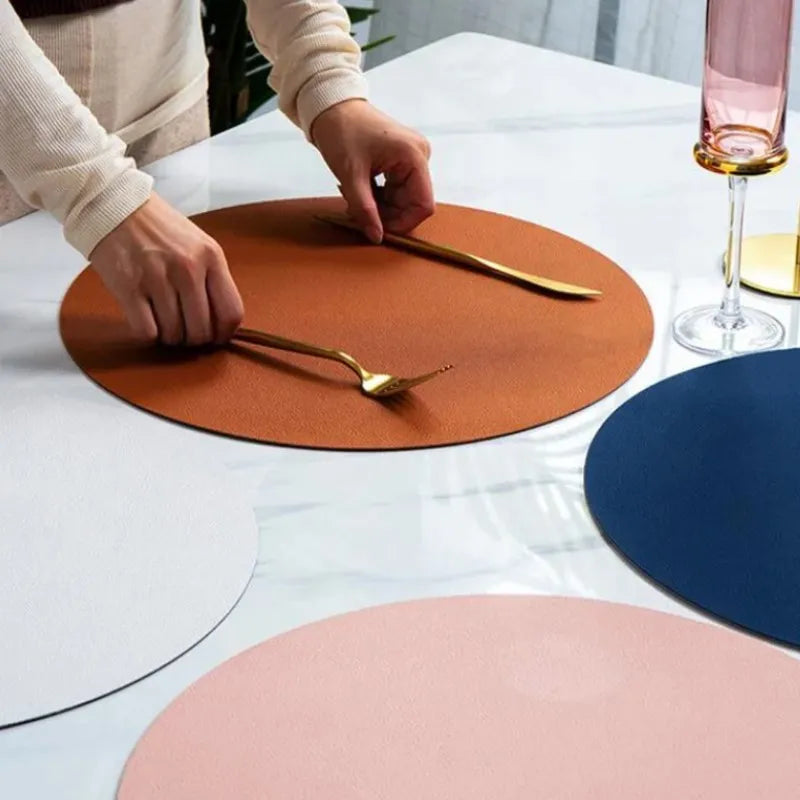 Reversible Faux Leather Placemats & Coasters Set