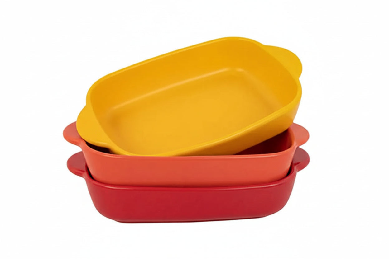 Ceramic Rectangular Baking Dish with Handles - Oven & Microwave Safe