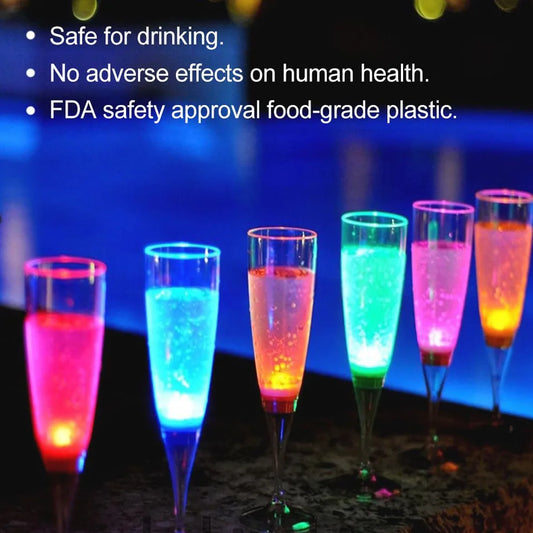 6 Pcs LED Champagne &; Wine Glasses – Liquid Activated Party Drinkware Set for Celebrations