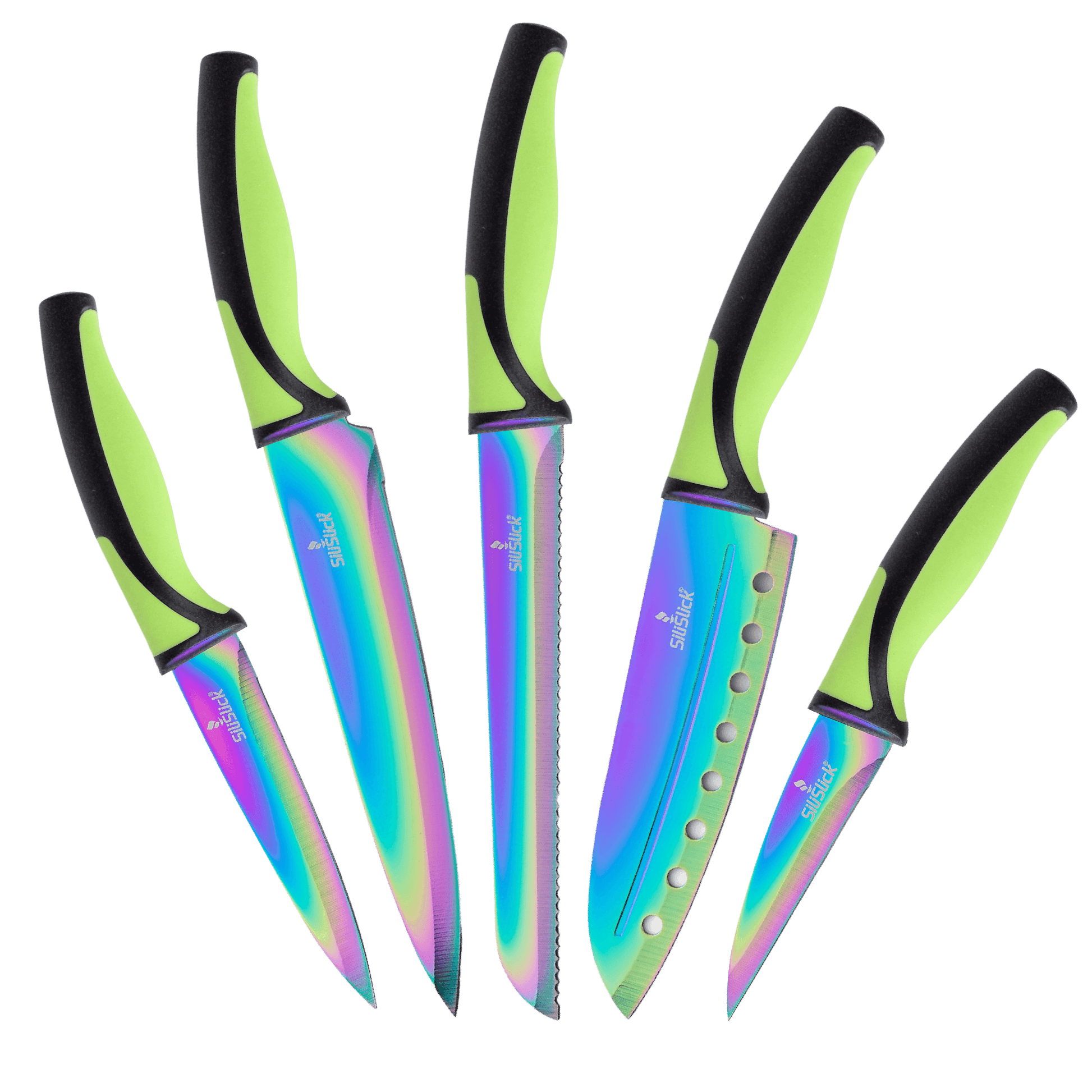 SiliSlick 5-Piece Kitchen Knife Set | Green Handle