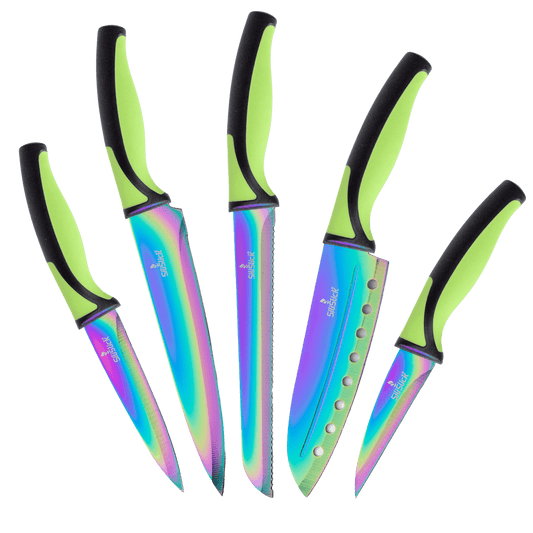 SiliSlick 5-Piece Kitchen Knife Set | Green Handle