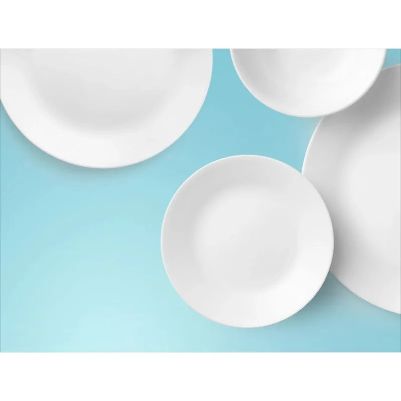 Plain White Round 12-Piece Dinnerware Set – Classic Ceramic Dishes for Everyday Dining Service for 4