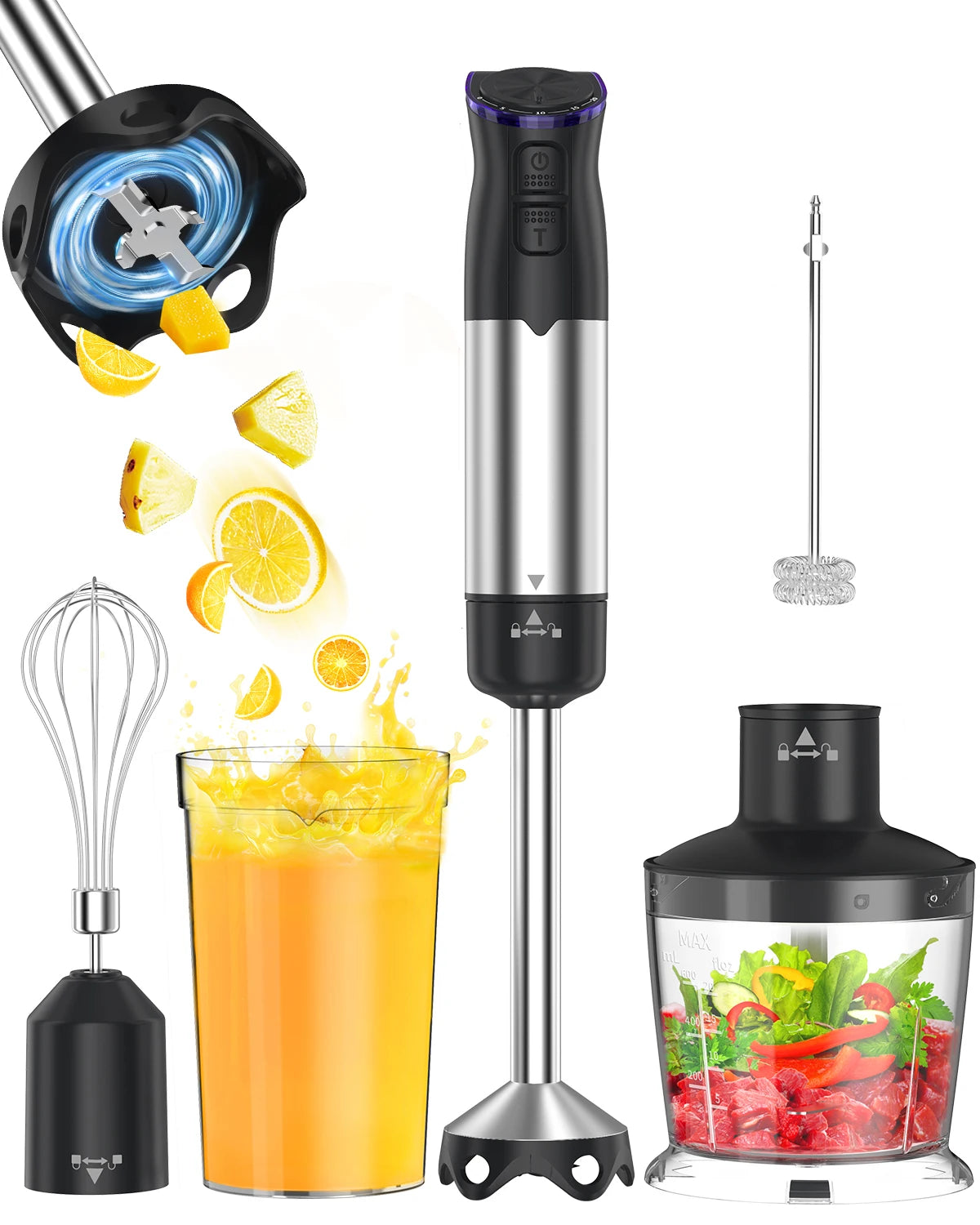 1000W Immersion Hand Blender 5-in-1 - Electric Stick Blender for Soups & Smoothies