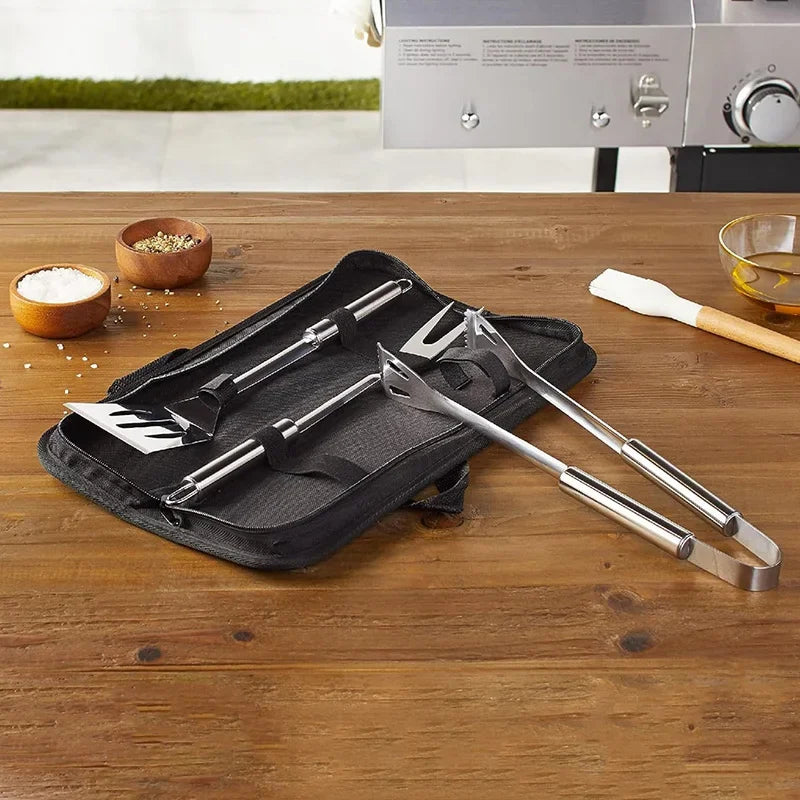 Stainless Steel BBQ Tool Kit with Storage Bag | 3, 5, 7 & 9-Piece Sets