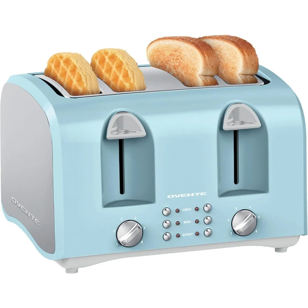 4 Slice Toaster 1400W Extra Wide Slots - Dual Controls & 6 Shade Settings