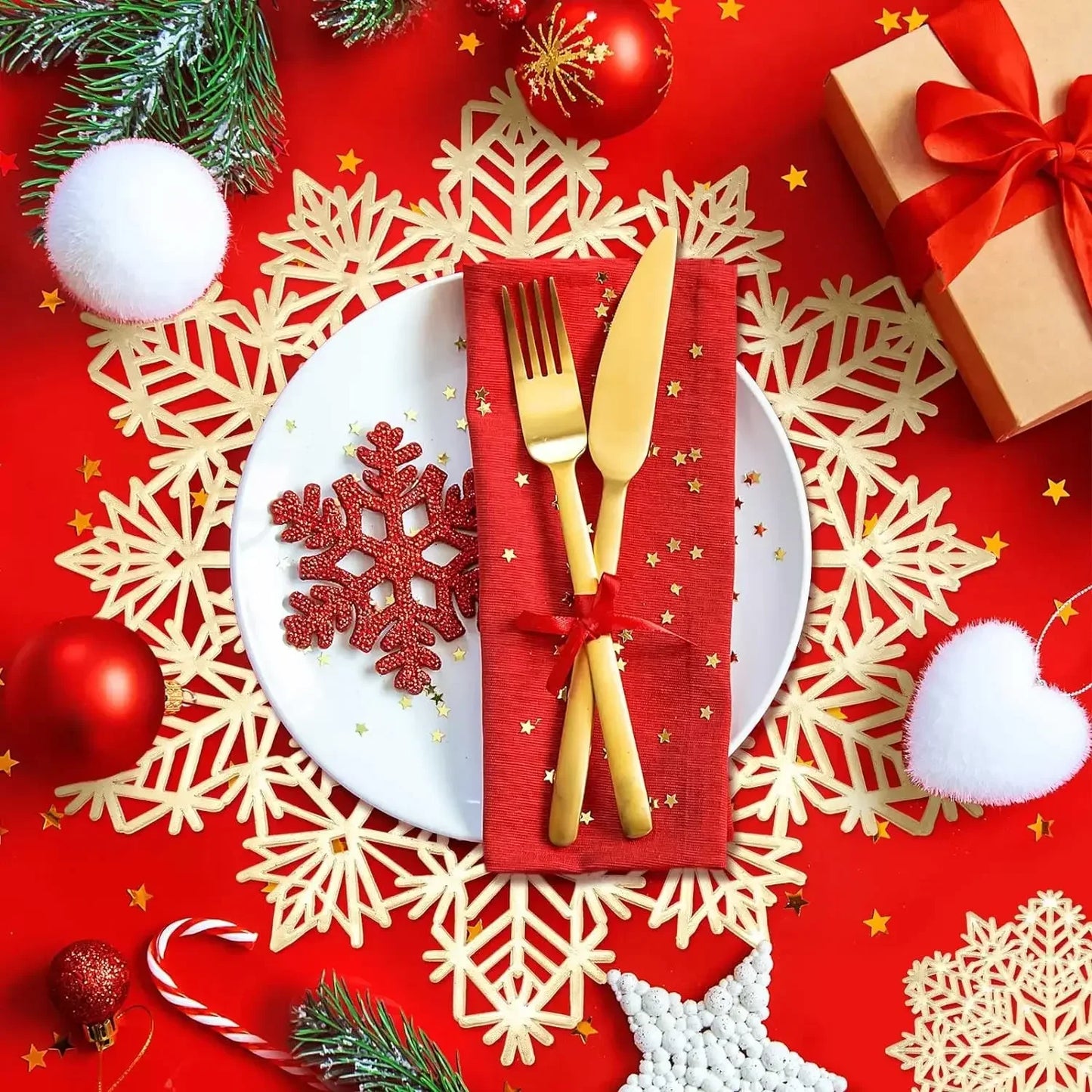 Christmas Snowflake Placemats – Decorative Cut-Out Table Mats for Holiday Dining