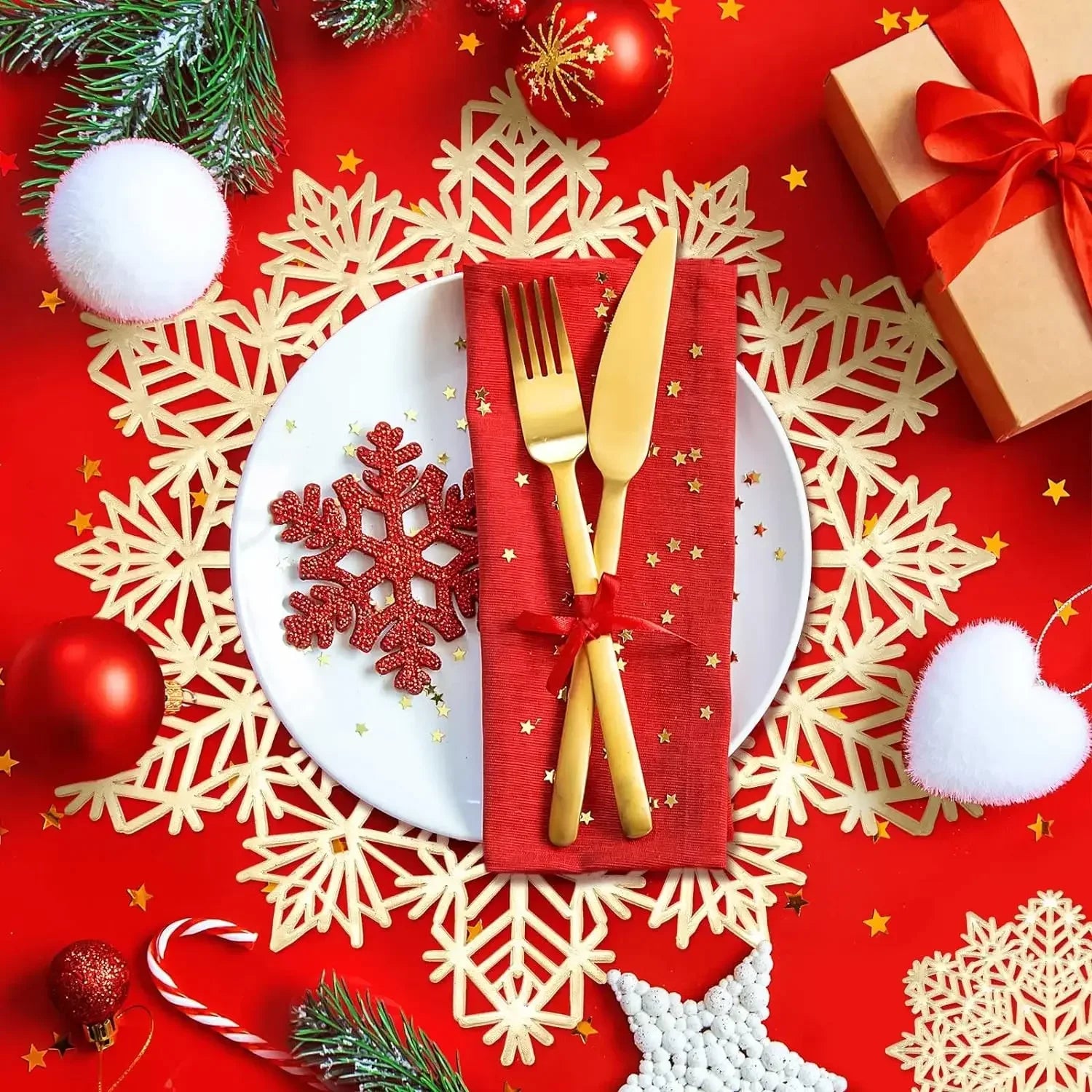 Christmas Snowflake Placemats – Decorative Cut-Out Table Mats for Holiday Dining