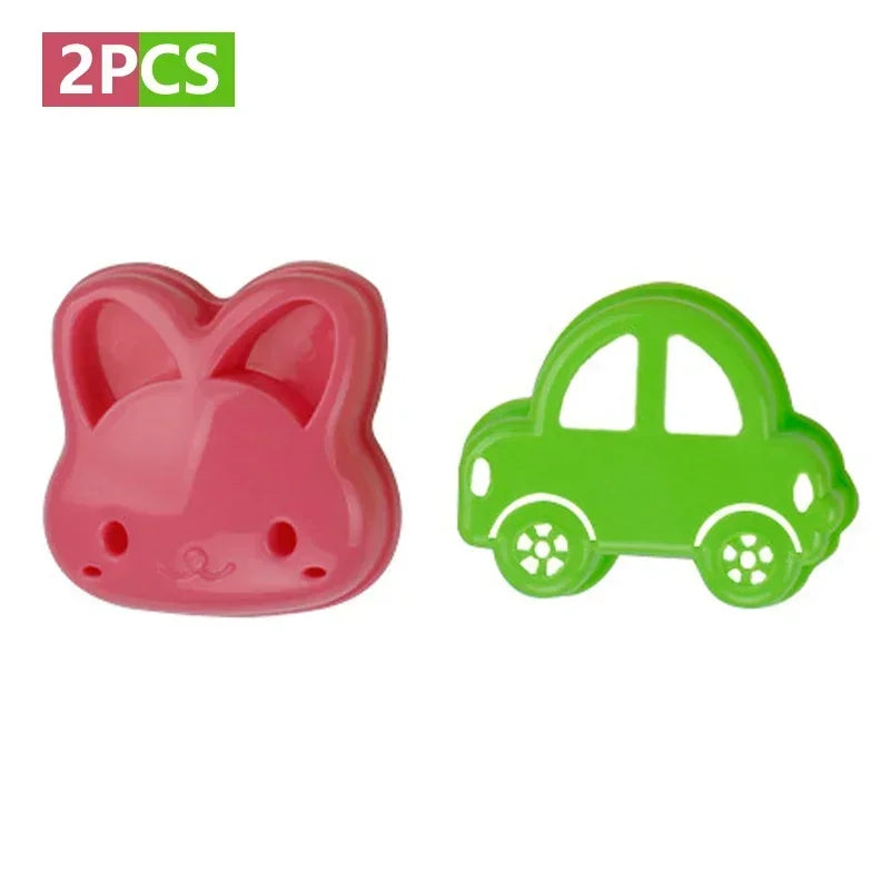 2pcs Sandwich Mould Bear Cat Rabbit Car Shaped Bread Mold Cake Biscuit Embossing Device Crust Cookie Cutter / as picture(5) United States
