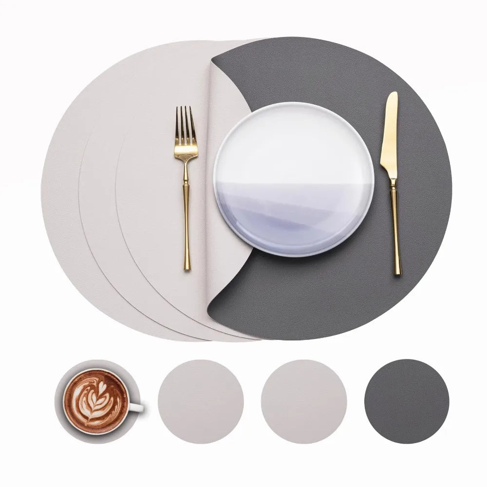 Reversible Faux Leather Placemats & Coasters Set