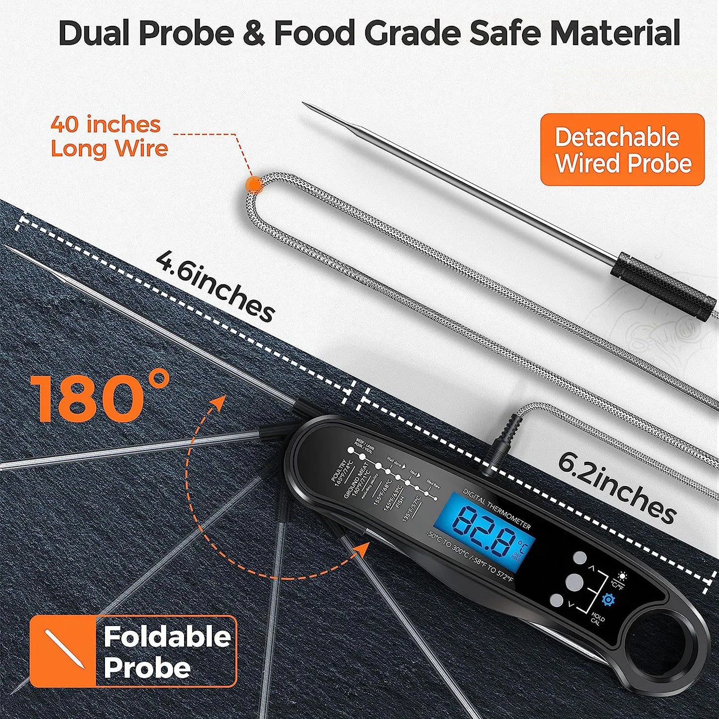 Digital Meat Thermometer with Dual Probe