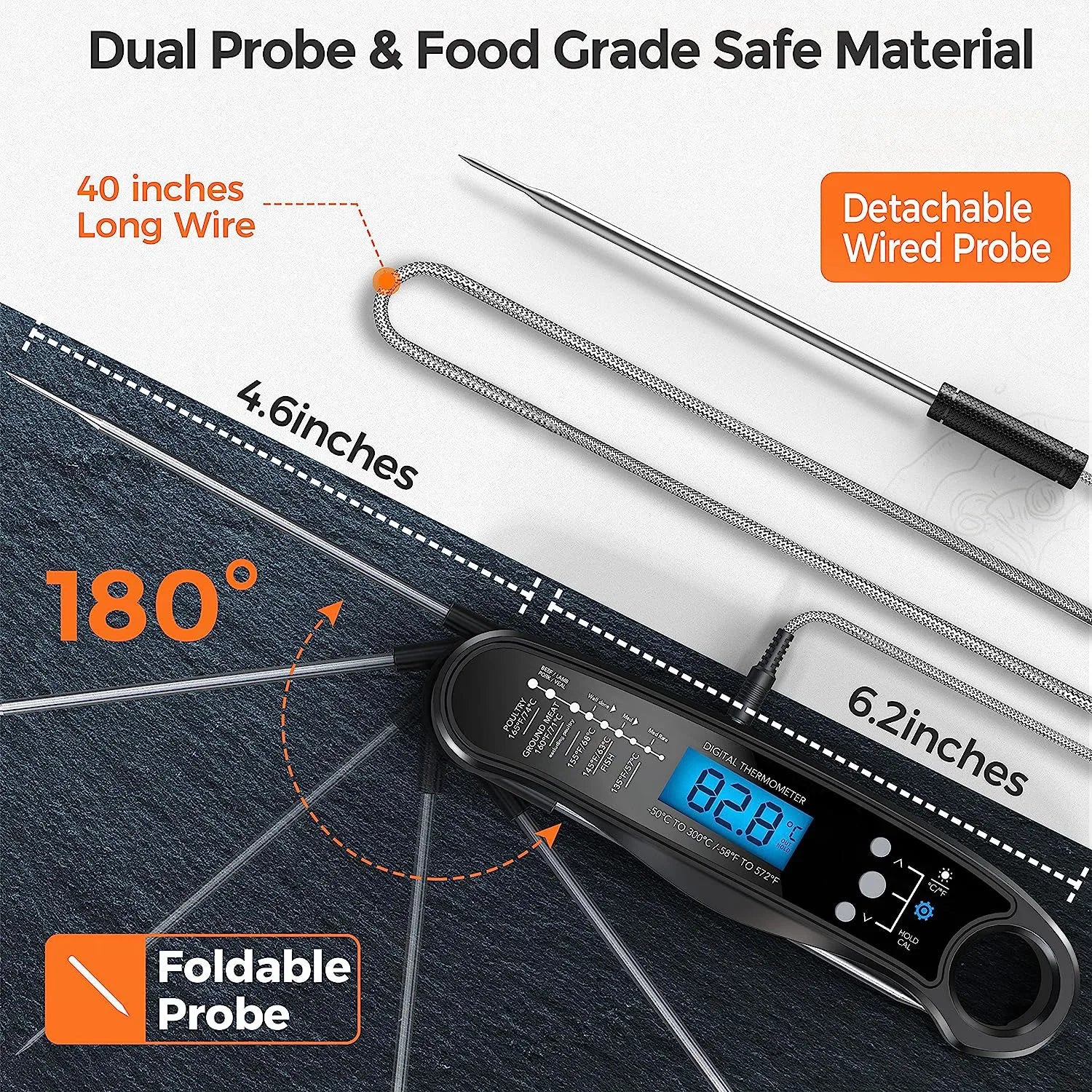 Digital Meat Thermometer with Dual Probe