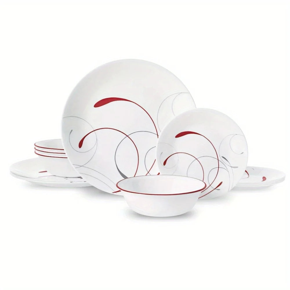 Round 12-Piece Dinnerware Set – Perfect for Gatherings, Parties & Family Dinners Service for 4