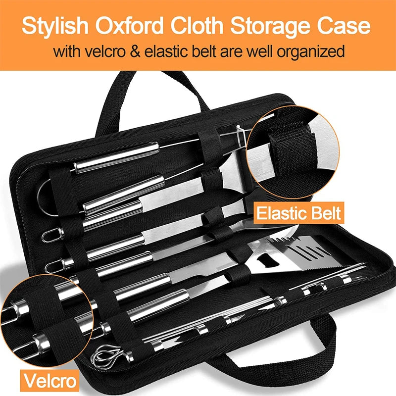 BBQ Grill Utensil Set with Canvas Bag | 3 to 20-Piece Sets