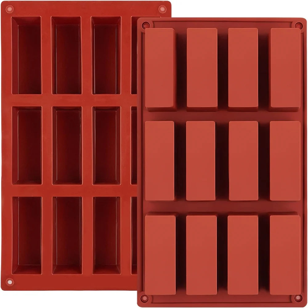 Granola Bar Mold, Rectangle Silicone Candy Molds for Baking Energy Bars Chocolate Bar Mold 12-Cavity Butter Mould YH-273-Random Color