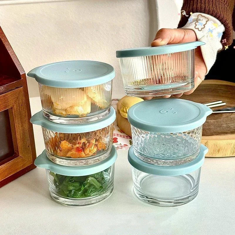 200ml Glass Storage Jars with Airtight Lid | Bubble, Ribbed & Smooth Textures
