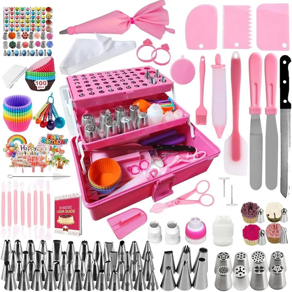 359-Piece Cake Decorating Set – 66 Tips, Piping Bags, Baking Tools & Cupcake Supplies for Beginners pink United States