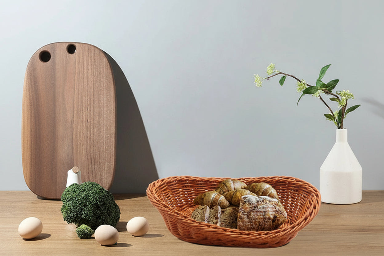 Wicker Bread Basket 11 Inch | Oval Woven Serving & Storage Basket for Dining