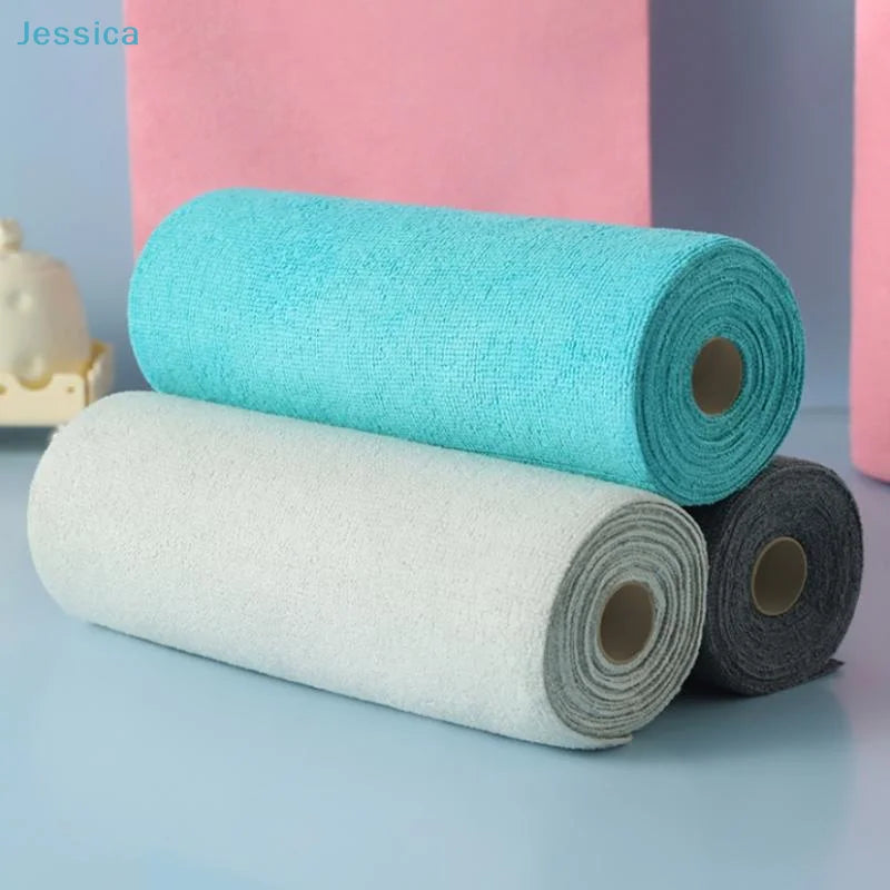 Thickened Microfiber Kitchen Cleaning Towels Roll - Absorbent Reusable Cloths (20x20cm)
